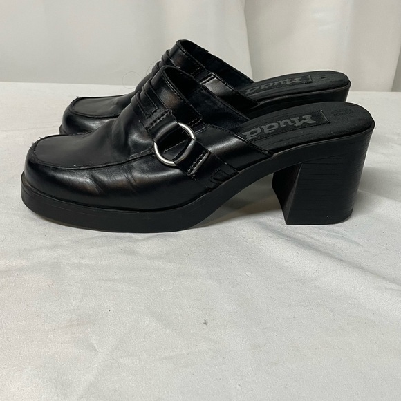 Mudd platform heeled slide on shoes chunky heels Black Excellent condition. Sz 8 - Picture 4 of 9